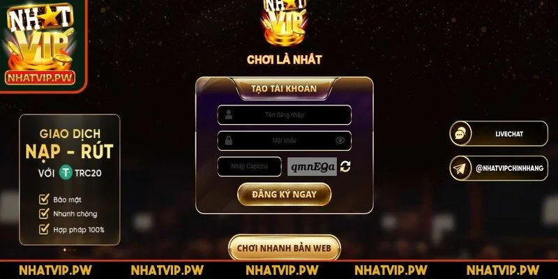 Việc đăng ký tài khoản Nhatvip nhanh mà không tốn phí