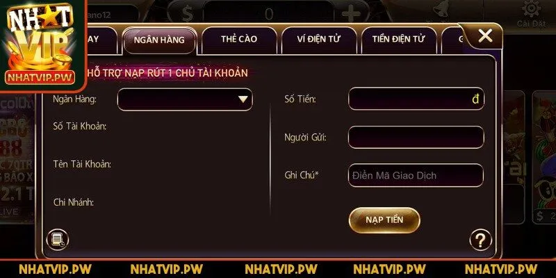Nạp và rút tiền Nhat vip nhanh chóng chỉ 1 phút là hoàn thành